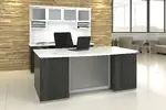 Bow Front Desk and Credenza with Hutch