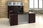 Bow Front Desk and Credenza with Hutch