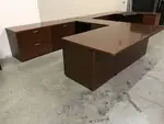 National Solid Wood Cherry U-Shape Desk with Drawers