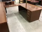 National Solid Wood Cherry U-Shape Desk with Drawers