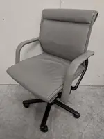 Gray Leather Mid-Back Rolling Office Chair