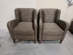 Bernhardt Brown Fabric Club Chairs