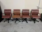 Dark Brown Leather Mid-Back Rolling Office Chairs