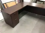 Mahogany Laminate Bow Front U-Shape Desk with Drawers