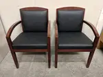 Black Leather Guest Chairs with Solid Wood Frame