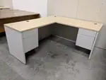Hon Maple Laminate L-Shape Desk with Drawers - Left Return