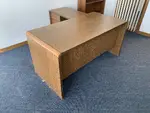 Global L Shaped Walnut Colored Desk 