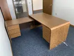 Global L Shaped Walnut Colored Desk 