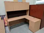 Maple Laminate L-Shape Desk with Hutch