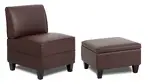 Brown Armless Club Chair with Ottoman