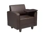 Brown Club Chair with Tablet Arm