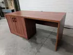 Cherry Laminate Credenza Desk with Hinged Door Storage