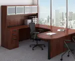 Peninsula Office Desk with Hutch