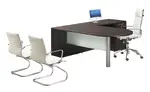 L Shaped Peninsula Desk with Glass Modesty Panel