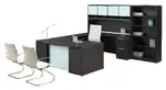 Bow Front U Shaped Desk with Storage