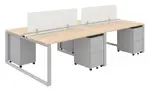 4 Person Workstation with Privacy Panels