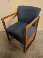 Blue Fabric Guest Chair with Solid Wood Frame