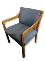 Blue Fabric Guest Chair with Oak Frame