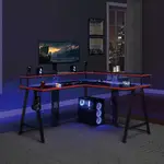 L Shaped Gaming Desk with LED Lights