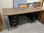 Black Metal Desk with Walnut Laminate Top