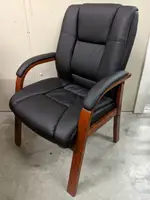 Black Vinyl Guest Chairs with Cherry Frame