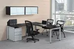 Contemporary L Shaped Desk with Overhead Storage