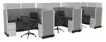 3 Person Cubicle with Glass Dividers