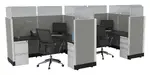 2 Person Cubicle with Glass Dividers