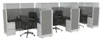 3 Person Cubicle with Glass Dividers