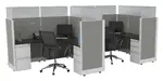 2 Person Cubicle with Glass Dividers