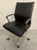 Brayton International Black Vinyl Rolling Office Chair with Chrome Base