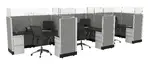 3 Person Cubicle with Glass Dividers