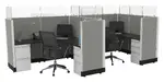 2 Person Cubicle with Glass Dividers