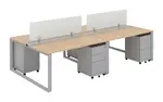 4 Person Workstation with Privacy Panels