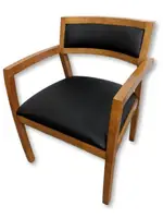 Black Vinyl Guest Chairs with Solid Wood Frame