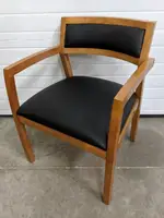 Black Vinyl Guest Chairs with Solid Wood Frame