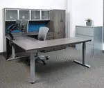 U Shaped Height Adjustable Desk with Storage