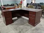 Mahogany L-Shaped Desk with Drawers