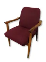 Red Guest Chair with Wood Frame