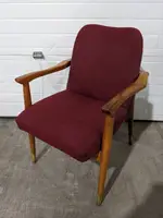 Red Guest Chair with Wood Frame
