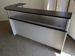 White Laminate Reception Desk with Dark Walnut Top and Transaction Counter