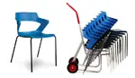 9 Pack of Plastic Stacking Chairs with Dolly