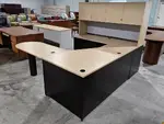 Maple Laminate U Shaped Peninsula Desk with Hutch
