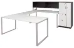 Modern U-Shaped Desk with Storage Cabinet
