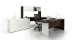 U Shaped Desk with Hutch and Filing Cabinet