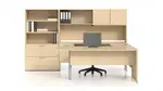 U Shaped Desk with Hutch and File Cabinet