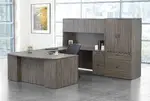 Bow Front U Shaped Desk with Storage