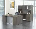 Bow Front Desk and Credenza with Hutch