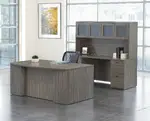 Bow Front Desk and Credenza with Hutch