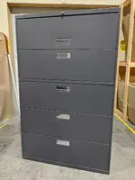 Gray Hon 5 Drawer Lateral Filing Cabinet â€“ 42 Inch Wide